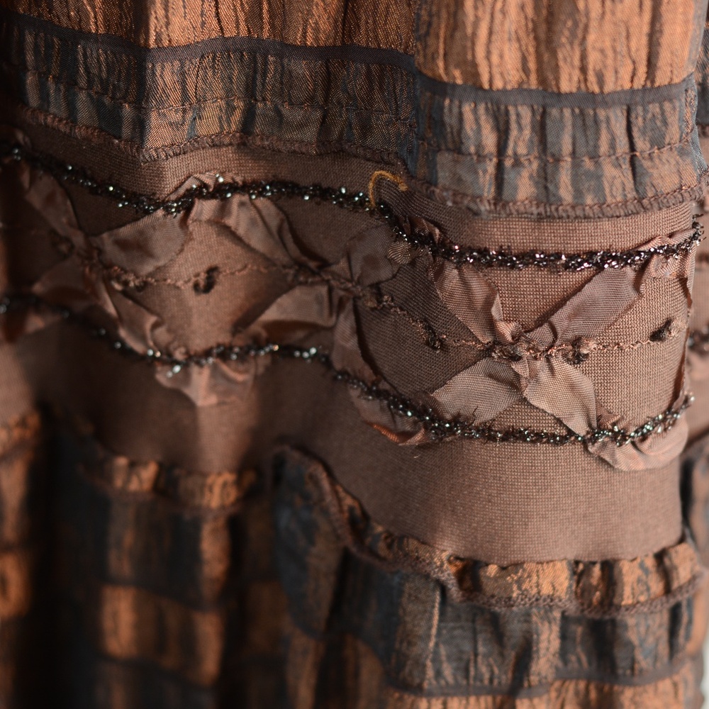 Temptation Italy Brown embellished Full Skirt Sz M #B 43